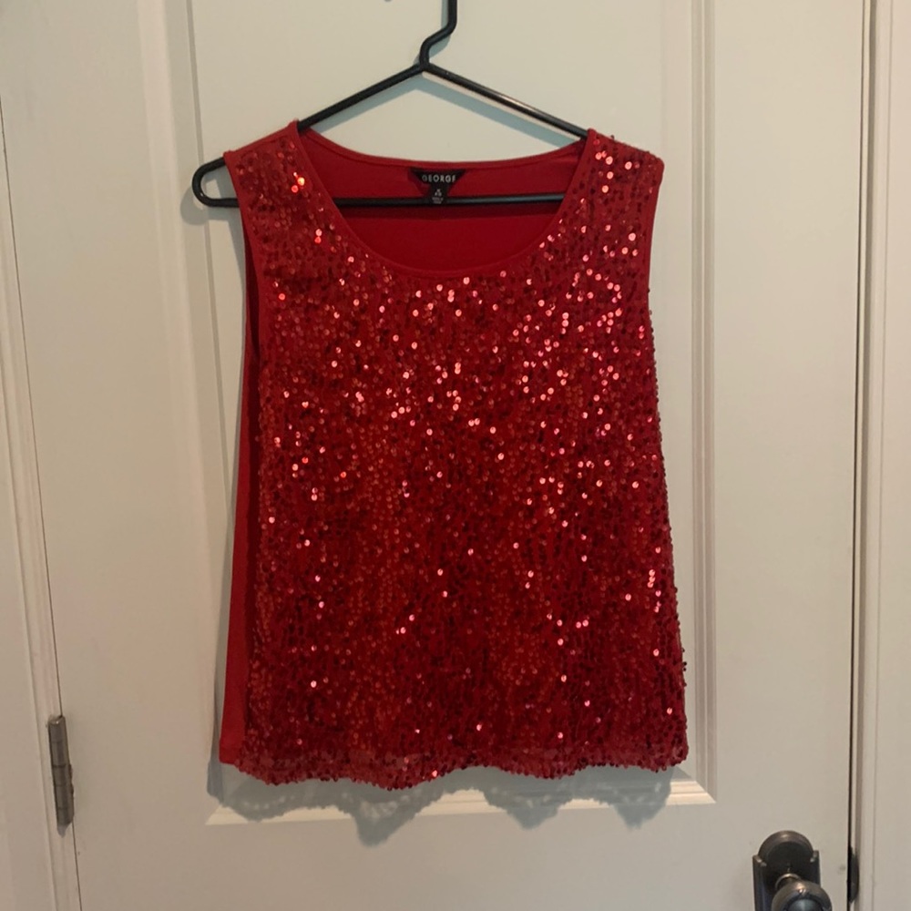 George red sleeveless sequin top